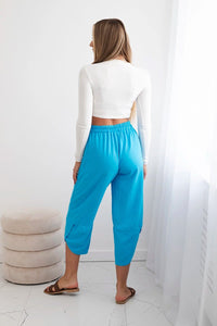 Wide Trousers with pockets IT - 37 / – Turquoise цвет / color | Lexline Fashion