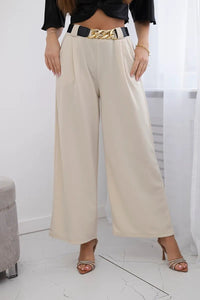 Wide viscose trousers 59100 - 28 / – Beige цвет / color | Lexline Fashion
