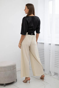 Wide viscose trousers 59100 - 28 / – Beige цвет / color | Lexline Fashion