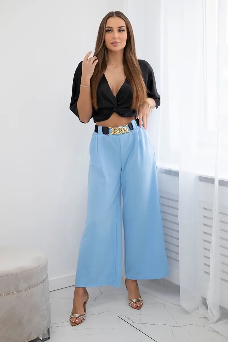 Wide viscose trousers 59100 - 28 / – Blue цвет / color | Lexline Fashion
