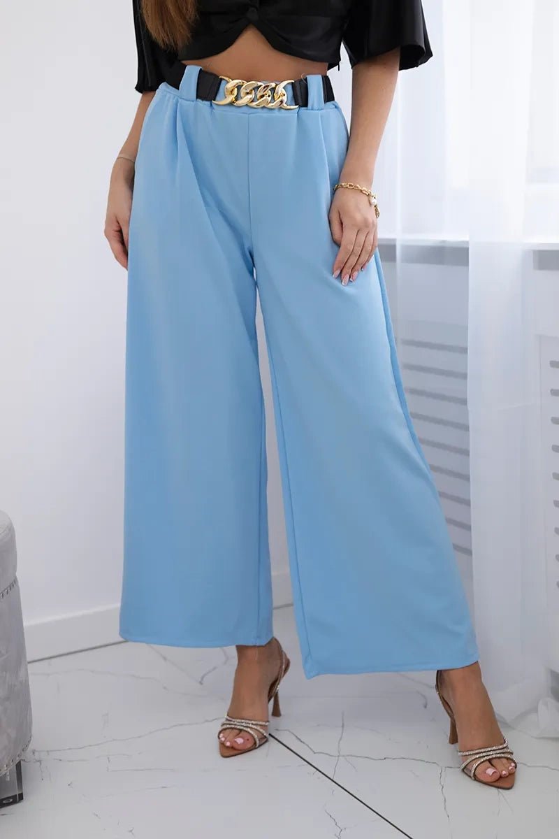 Wide viscose trousers 59100 - 28 / – Blue цвет / color | Lexline Fashion