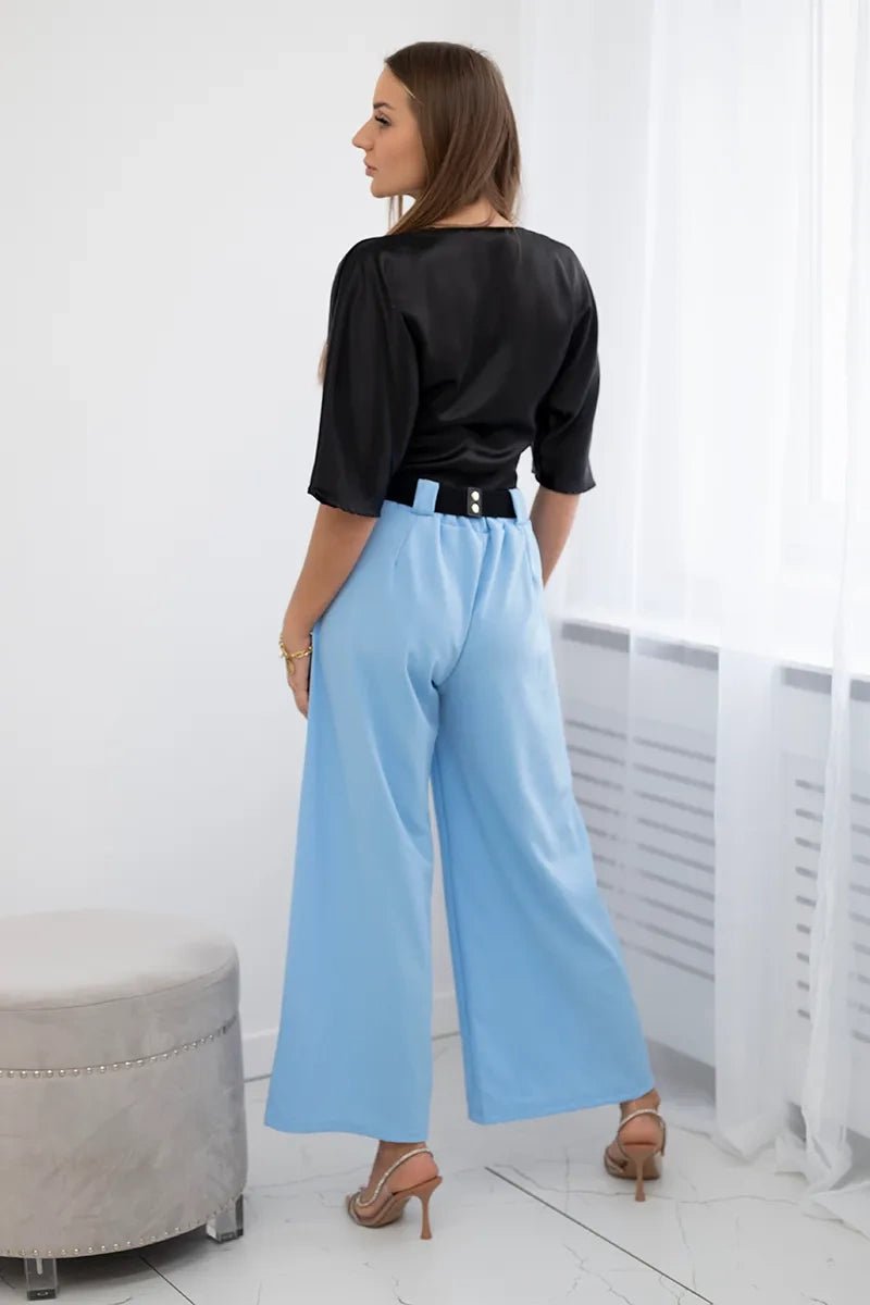 Wide viscose trousers 59100 - 28 / – Blue цвет / color | Lexline Fashion