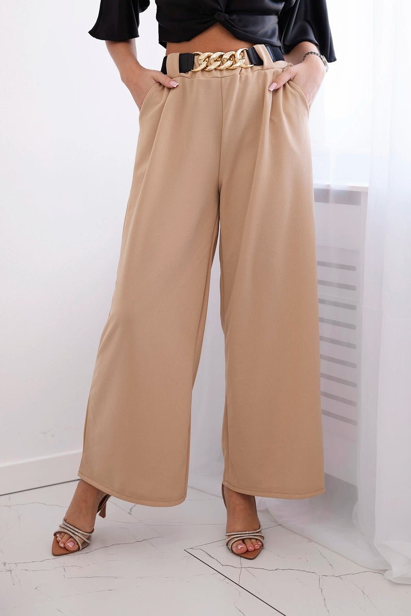 Wide viscose trousers 59100 - 28 / – Camel цвет / color | Lexline Fashion