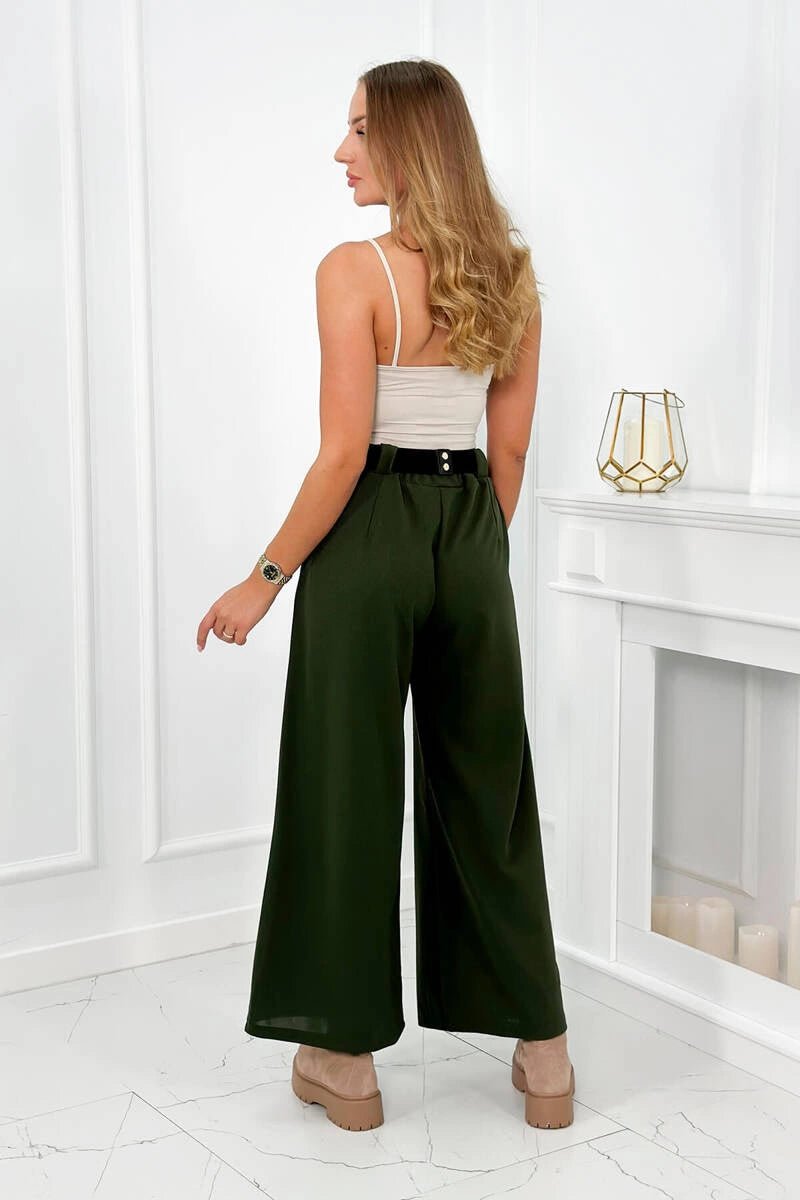 Wide viscose trousers 59100 - 28 / – Khaki цвет / color | Lexline Fashion