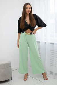 Wide viscose trousers 59100 - 28 / – Mint цвет / color | Lexline Fashion