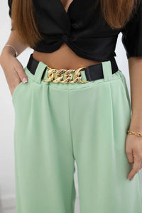 Wide viscose trousers 59100 - 28 / – Mint цвет / color | Lexline Fashion
