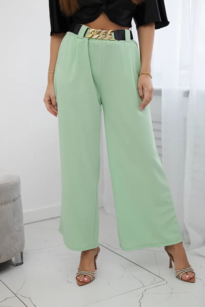 Wide viscose trousers 59100 - 28 / – Mint цвет / color | Lexline Fashion