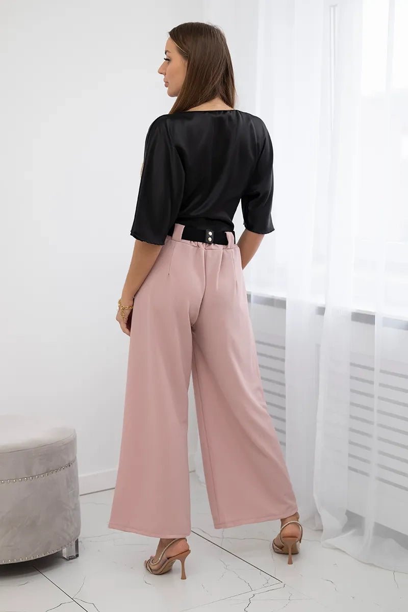 Wide viscose trousers 59100 - 28 / – Powder цвет / color | Lexline Fashion
