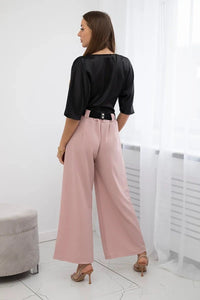 Wide viscose trousers 59100 - 28 / – Powder цвет / color | Lexline Fashion