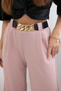 Wide viscose trousers 59100 - 28 / – Powder цвет / color | Lexline Fashion