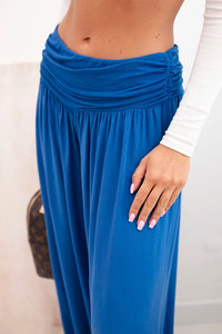 Wide viscose trousers with ruffles ART9700 / – Blue cornflower цвет / color | Lexline Fashion