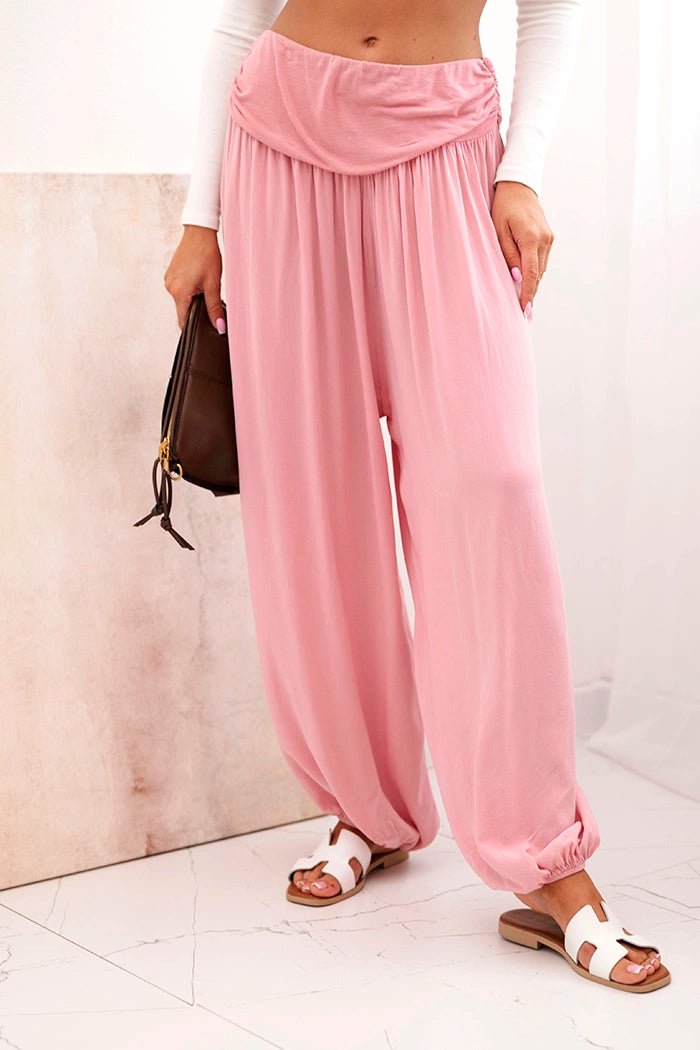 Wide viscose trousers with ruffles ART9700 / – Dark Pink цвет / color | Lexline Fashion