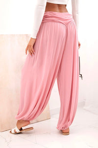 Wide viscose trousers with ruffles ART9700 / – Dark Pink цвет / color | Lexline Fashion
