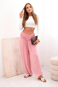 Wide viscose trousers with ruffles ART9700 / – Dark Pink цвет / color | Lexline Fashion