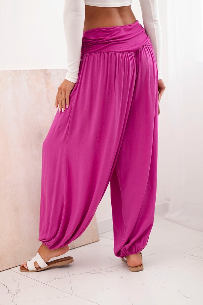 Wide viscose trousers with ruffles ART9700 / – Dark Purple цвет / color | Lexline Fashion