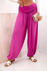 Wide viscose trousers with ruffles ART9700 / – Dark Purple цвет / color | Lexline Fashion