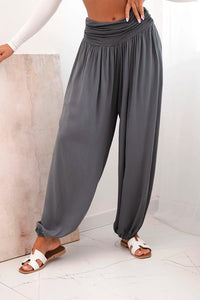 Wide viscose trousers with ruffles ART9700 / – Graphite цвет / color | Lexline Fashion