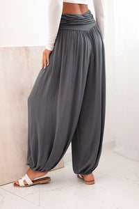 Wide viscose trousers with ruffles ART9700 / – Graphite цвет / color | Lexline Fashion
