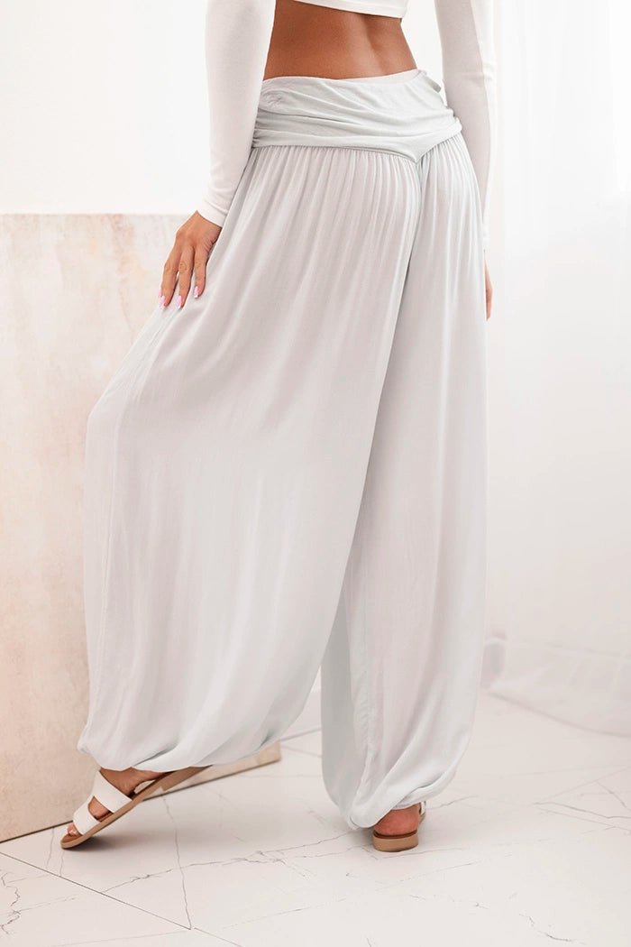 Wide viscose trousers with ruffles ART9700 / – Gray цвет / color | Lexline Fashion