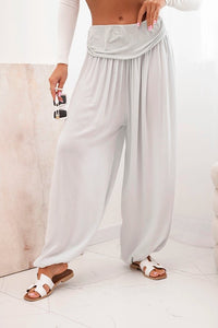 Wide viscose trousers with ruffles ART9700 / – Gray цвет / color | Lexline Fashion