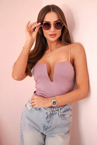 Women's bodysuit with straps 3804 / – Pink || Dark цвет / color | Lexline Fashion