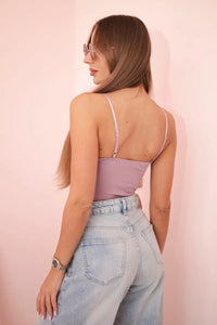 Women's bodysuit with straps 3804 / – Pink || Dark цвет / color | Lexline Fashion