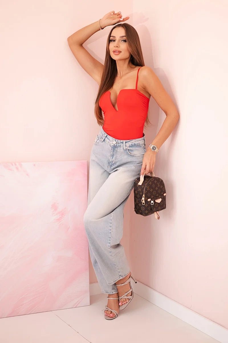 Women's bodysuit with straps 3804 / – Red цвет / color | Lexline Fashion