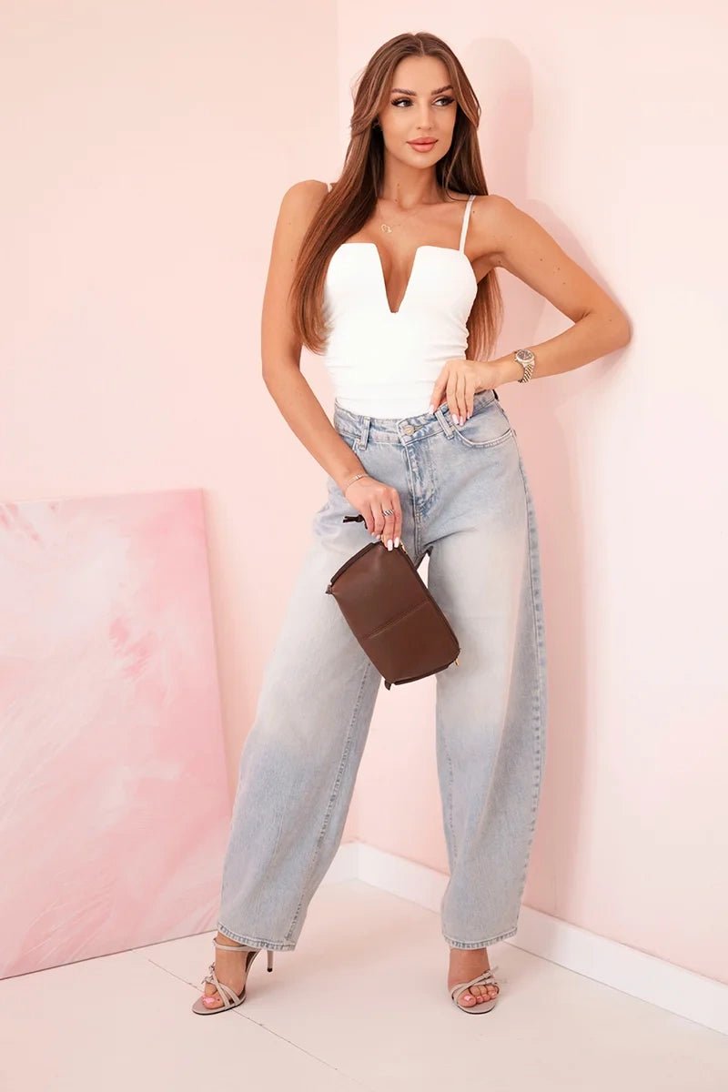 Women's bodysuit with straps 3804 / – White цвет / color | Lexline Fashion
