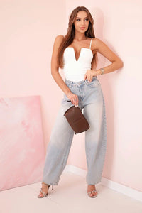 Women's bodysuit with straps 3804 / – White цвет / color | Lexline Fashion