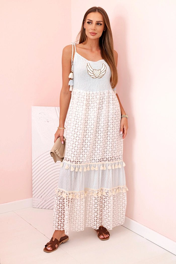 Women's boho dress with straps 6523 / – Blue цвет / color | Lexline Fashion