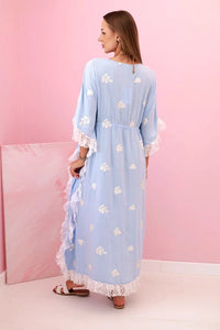 Women's boho viscose cape with lace 2240 / – Blue цвет / color | Lexline Fashion