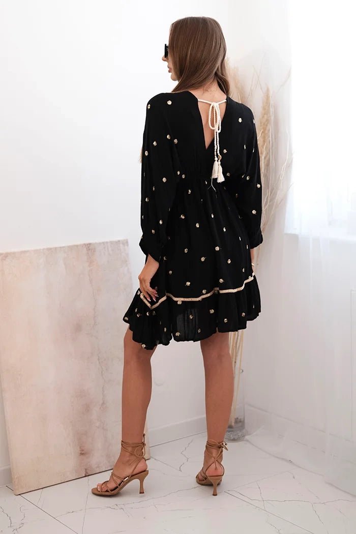 Women's boho viscose dress with embroidery 4033 / – Black цвет / color | Lexline Fashion