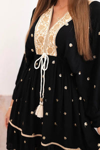 Women's boho viscose dress with embroidery 4033 / – Black цвет / color | Lexline Fashion