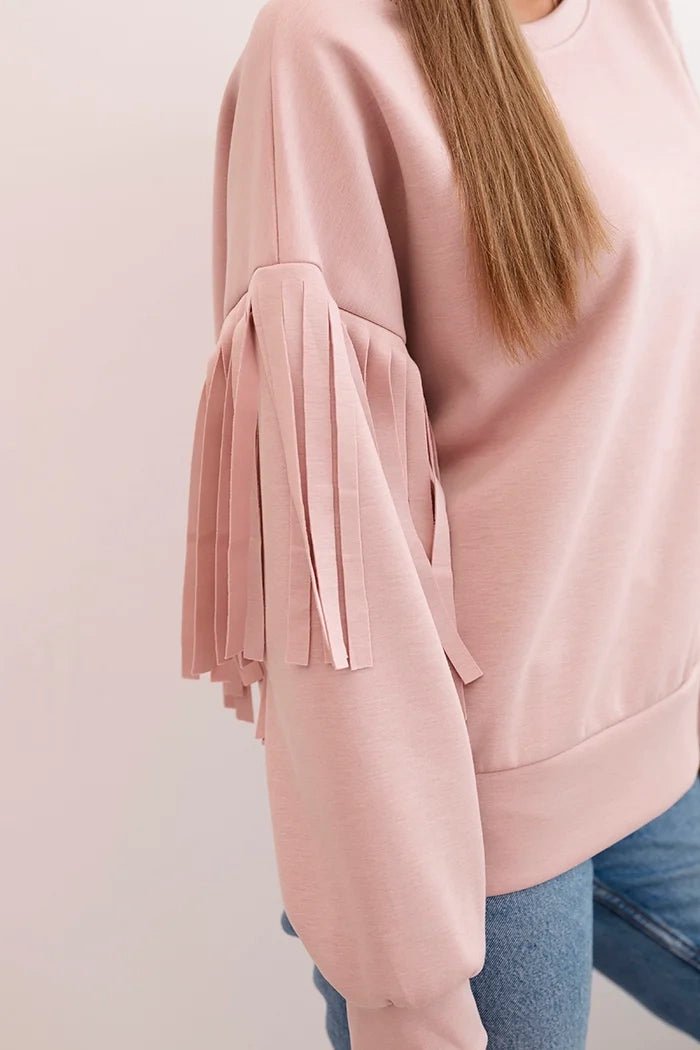 Women's butter - colored sweatshirt with decorative sleeves ART0324 / – Beige цвет / color | Lexline Fashion