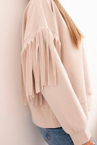 Women's butter - colored sweatshirt with decorative sleeves ART0324 / – Beige цвет / color | Lexline Fashion