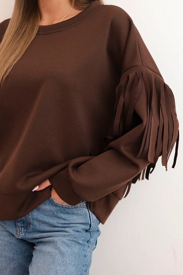 Women's butter - colored sweatshirt with decorative sleeves ART0324 / – Beige цвет / color | Lexline Fashion