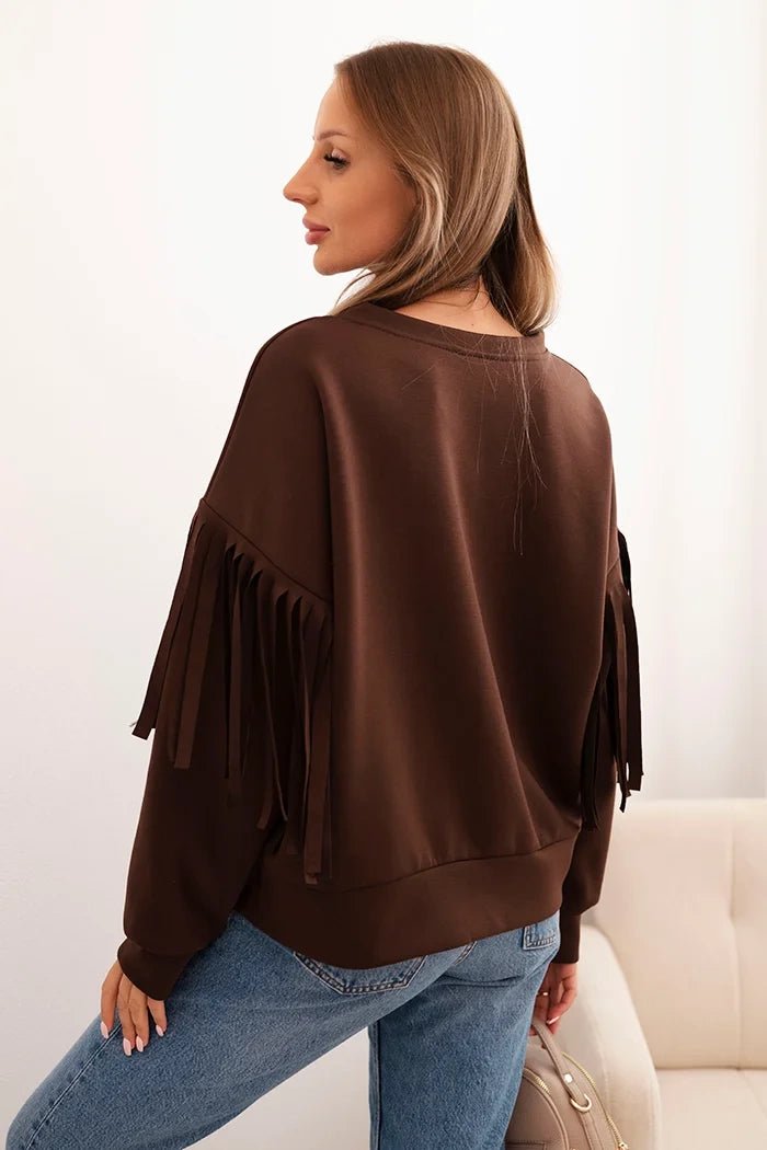 Women's butter - colored sweatshirt with decorative sleeves ART0324 / – Beige цвет / color | Lexline Fashion