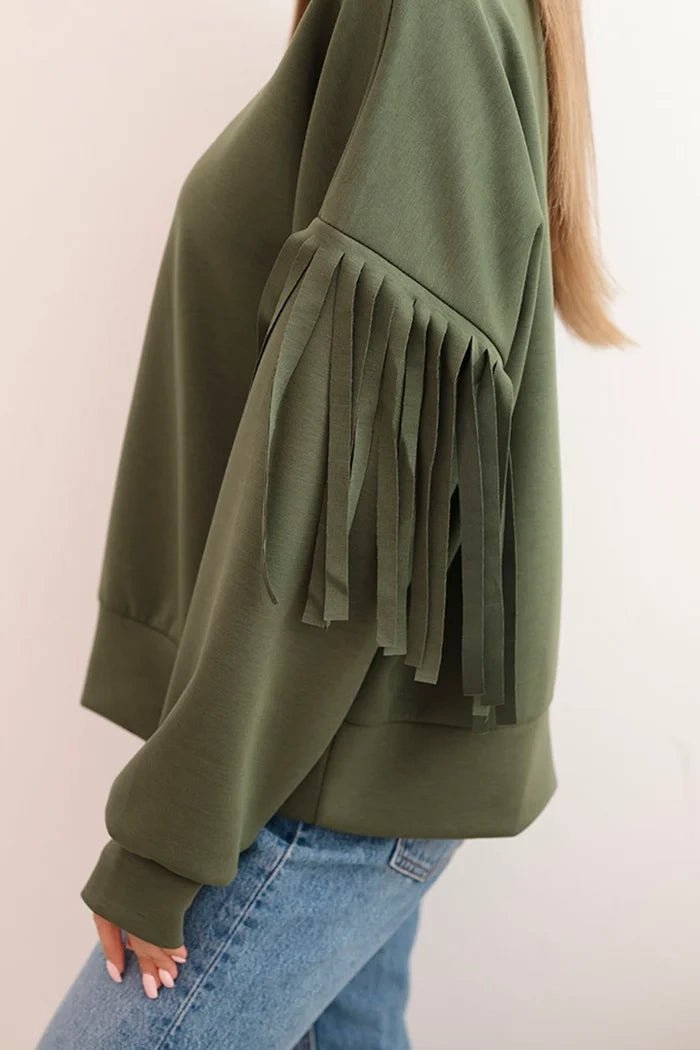 Women's butter - colored sweatshirt with decorative sleeves ART0324 / – Beige цвет / color | Lexline Fashion