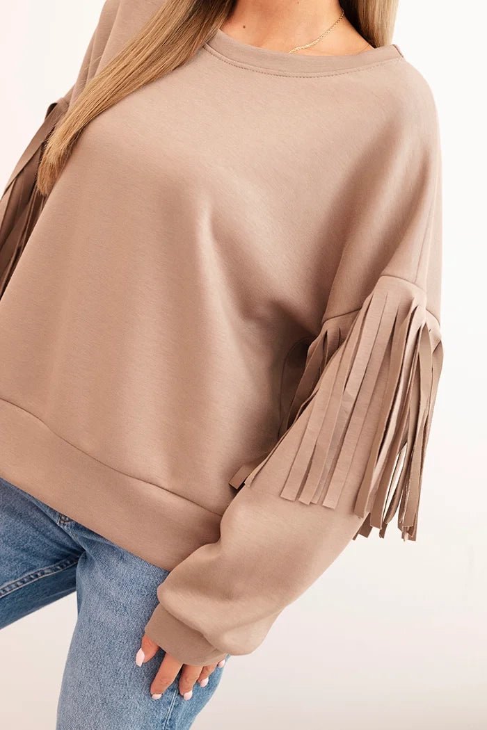 Women's butter - colored sweatshirt with decorative sleeves ART0324 / – Beige цвет / color | Lexline Fashion