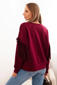 Women's butter - colored sweatshirt with decorative sleeves ART0324 / – Beige цвет / color | Lexline Fashion
