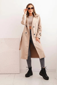 Women's coat tied at the waist with a collar and buttons ART4595 / – Brown цвет / color | Lexline Fashion