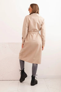 Women's coat tied at the waist with a collar and buttons ART4595 / – Brown цвет / color | Lexline Fashion