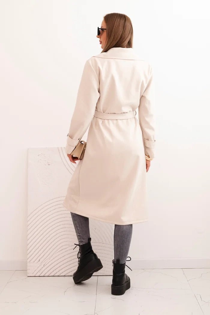 Women's coat tied at the waist with a collar and buttons ART4595 / – Brown цвет / color | Lexline Fashion