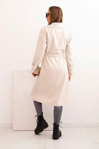 Women's coat tied at the waist with a collar and buttons ART4595 / – Brown цвет / color | Lexline Fashion