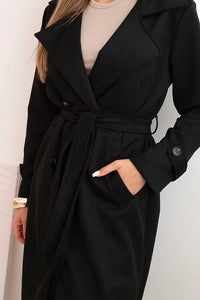 Women's coat tied at the waist with a collar and buttons ART4595 / – Brown цвет / color | Lexline Fashion