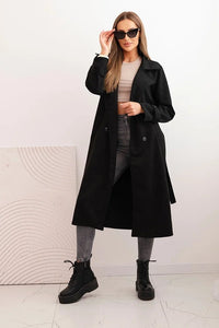 Women's coat tied at the waist with a collar and buttons ART4595 / – Brown цвет / color | Lexline Fashion