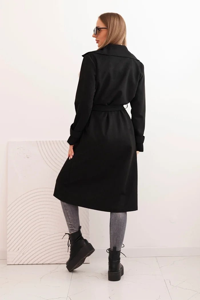 Women's coat tied at the waist with a collar and buttons ART4595 / – Brown цвет / color | Lexline Fashion