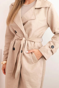 Women's coat tied at the waist with a collar and buttons ART4595 / – Brown цвет / color | Lexline Fashion