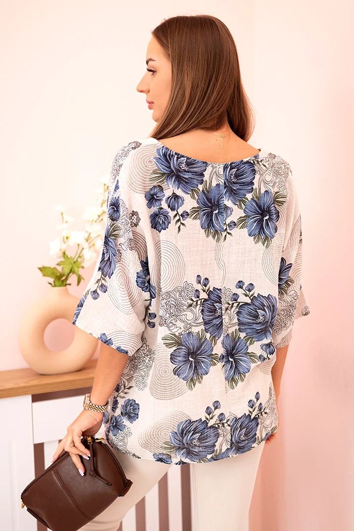 Women's cotton blouse 22003 - 1 / – Beige цвет / color | Lexline Fashion