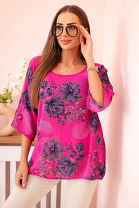 Women's cotton blouse 22003 - 1 / – Fuchsia цвет / color | Lexline Fashion